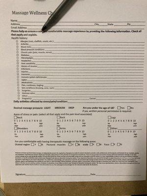 Intro paperwork, name on bottom doesn't match Rose spa