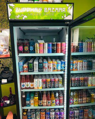 CBD infused drinks, craft sodas, and energy drinks to quench your thirst.