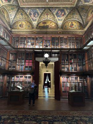 Looking out through the Library doors across the Rotunda into J. Pierpont Morgan's private study.