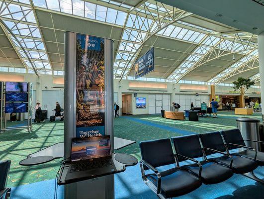 Inside Concourse D at Portland International Airport (PDX).