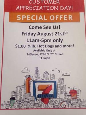 Customer appreciation day specials