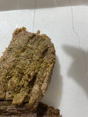 Same strand of hair cooked into the steak.