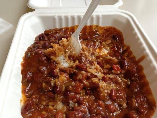 Chili and rice--so good!!