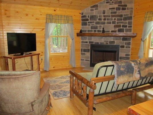 Cabin 1 is ADA compliant and was built in 2015. King Bed, WiFi, Direct TV, Full Kitchen and bathroom