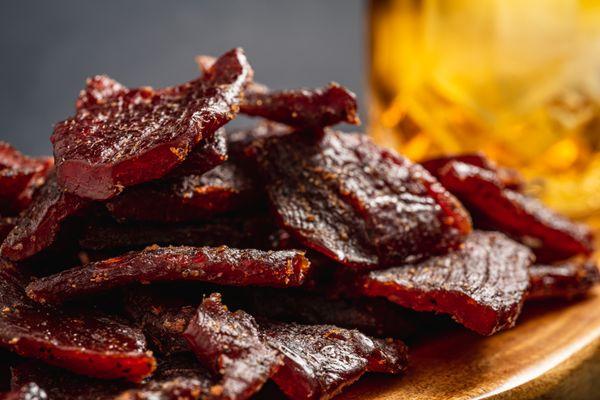 Try our slow-smoked (never dehydrated) bourbon barrel bee jerky.