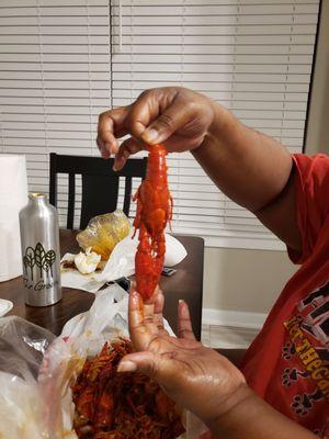 One of the crawfish, look how big and fresh it is!