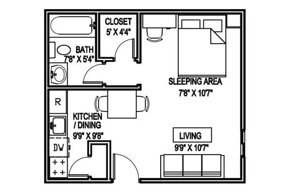 One Bedroom/One Bath