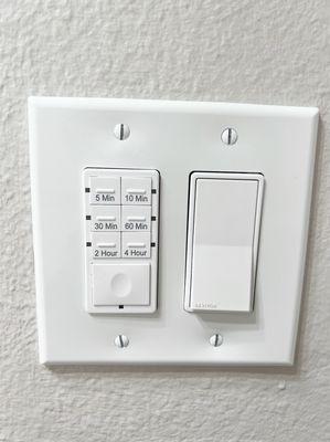 Installed a bathroom switch timer (for 2 bathrooms)