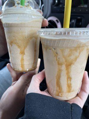 Caramel and vanilla bean frappes with an espresso shot