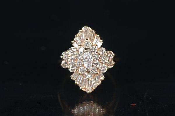 Vintage Yellow Gold Cocktail Diamond Ring