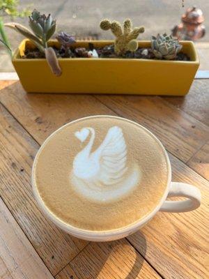 Latte with beautiful foam art !!