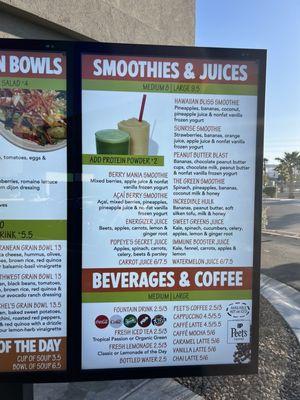 Smoothies & Juices Beverages & Coffee Menu