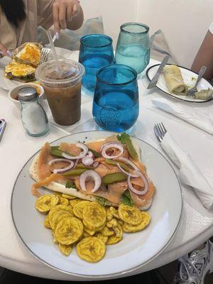 Norwegian open sandwich on naan bread