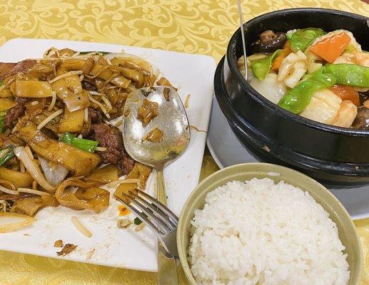 Beef Chow and seafood casserole!