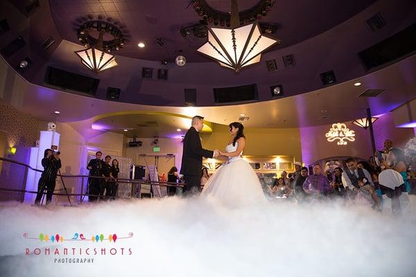 Dancing on a cloud effect for the bride & grooms 1st dance.