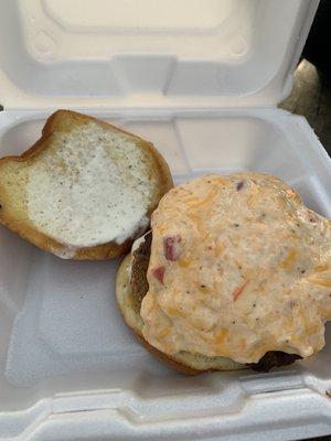 Fried Green jacket (on top pimento cheese)