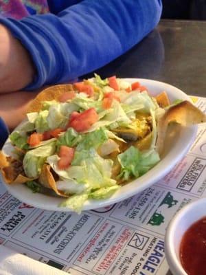 Make your own Nachos beef, lettuce and tomatoes.