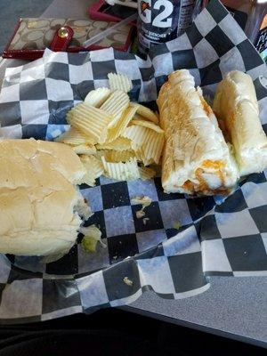 If I wasn't so hungry this would have been an amazing pic. 8 inch chicken finger sub - 3 bites= it was delish