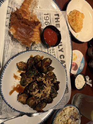 Fish & Chips with braised Brussel sprouts