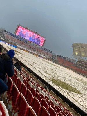 My first MLS soccer game and it was snowing!