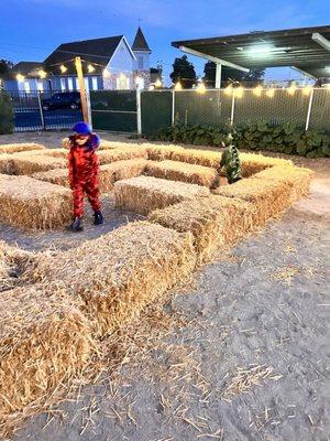 Hay maze during Halloween