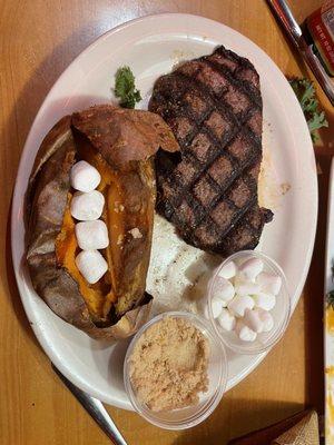 Sirloin steak and sweet potatoes