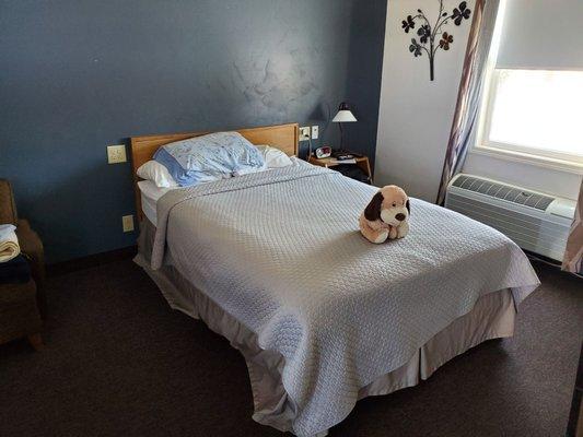 This was a wonderful surprise to see that the maid placed my dogs toy at the foot of the bed. So cute!