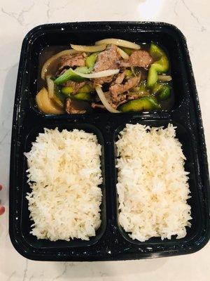 Pepper Steak with rice