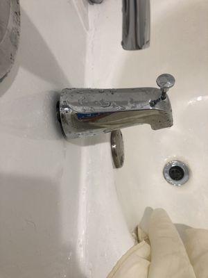 Gap in faucet and old hair in drain