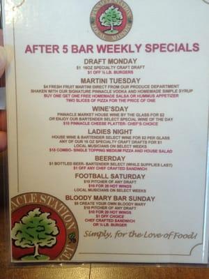 The daily specials!