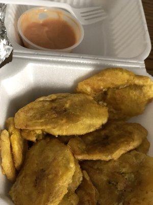 Fried plantains with garlicky ketchumayo