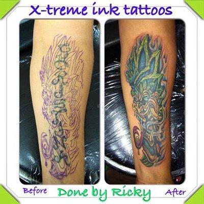 Name Tattoo cover up done by Ricky G at Xtreme ink.