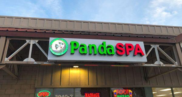 Our Panda SPA sign can be easily seen from the Marigold Center parking by Vons in South SLO near the airport!