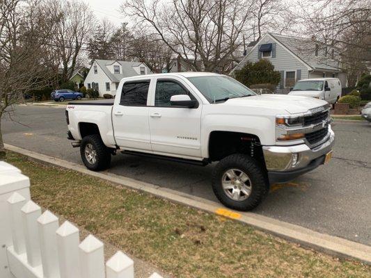 Lifted pickup truck