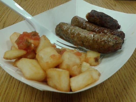 2 Dollar Travis Building Breakfast. Potatoes, Salsa & 3 Breakfast Sausage Links...$1.95. Texas Capitol Complex Treasures!