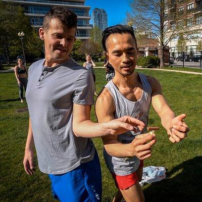 Chicago Movement Gym outdoor workout with Dr. Khong River North Chicago