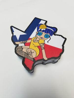 Custom shape stickers for The Texas Modified Dolls!