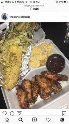 Wings with Bourbon Dip. Sides: Trap Corn and Zaddy Mac( MAC and Cheese)