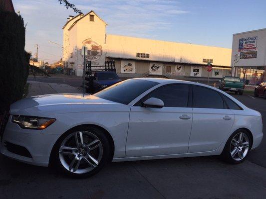 Window tint all the way around 50% windshield 35% front doors 20% rear section on this beautiful car