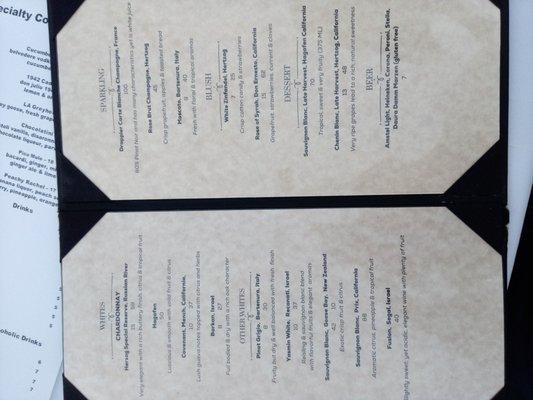 Wine menu