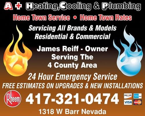 A+ Heating, Cooling & Plumbing