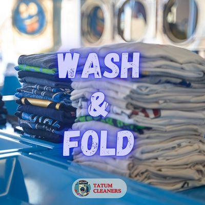 Dive into the ease of Wash and Fold at Tatum Cleaners!  Our stress-free service ensures your laundry is in good hands.