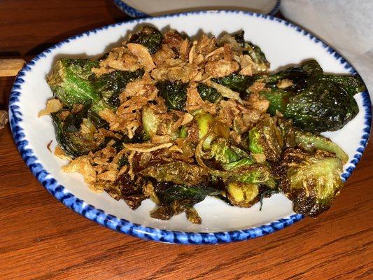 Crispy Brussels sprouts. Delicious. Sauce was amazing.