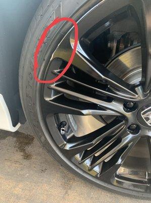 Scratch on my rim caused by car was track