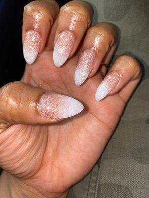 Nude & white dip ombre