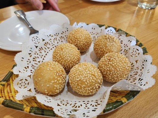 Sesame balls with red paste inside - dessert!