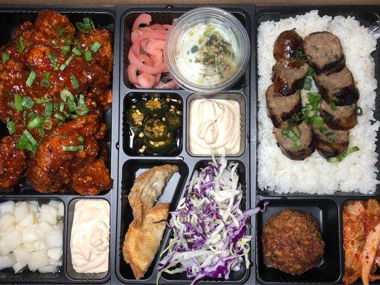 Kalbi Sausage Bento + KFC boneless extra mile is quite the Dynamic Duo! I highly recommend