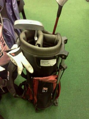 One kid's golf bag, $20.