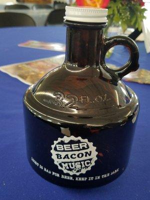 Free growler in Swag bag. Up close and personal.