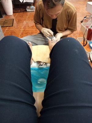 Paraffin hot stone pedicure